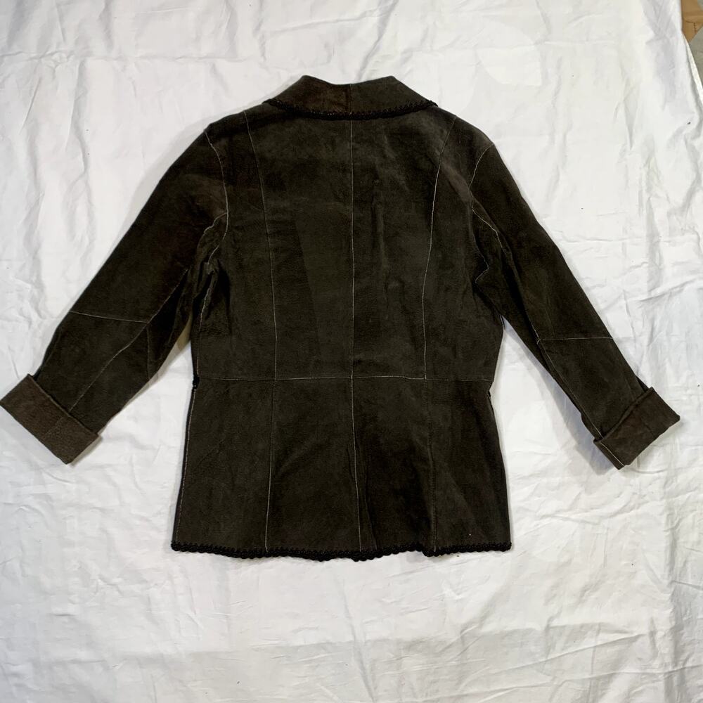 Y2k Boho Solid Brown Suede Patchwork Crochet Autu… - image 5